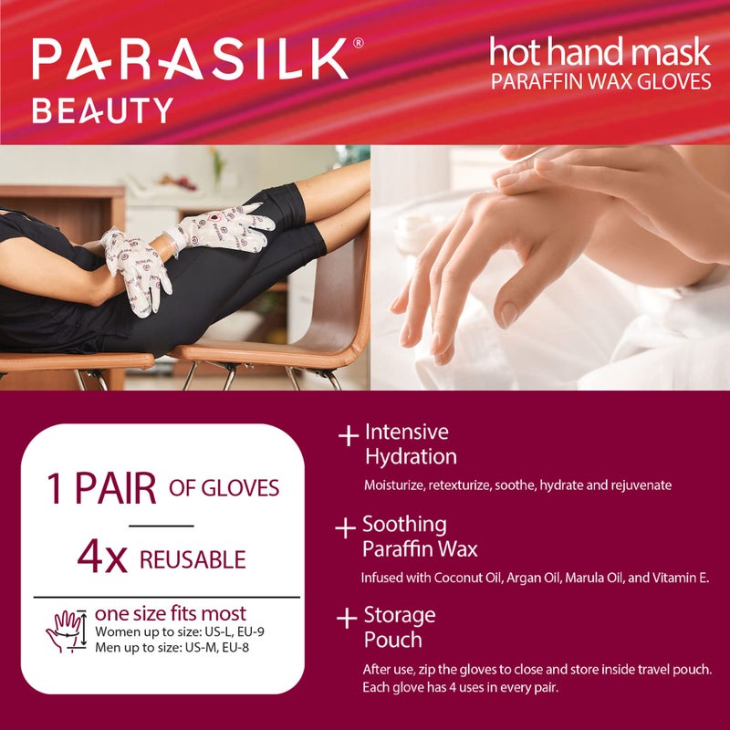 Parasilk Beauty Hot Hand Maskâ€“ 1 Pair Self-Contained Paraffin Wax Gloves, Intensive Hydration. Infused with Vitamin E, Coconut, Argan, & Marula Oil - Image 5